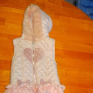 Little Lass Faux Fur Heart Quilted Hooded Jacket Vest